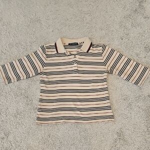 Burberry-like Kids Polo with Cream and Black Stripes